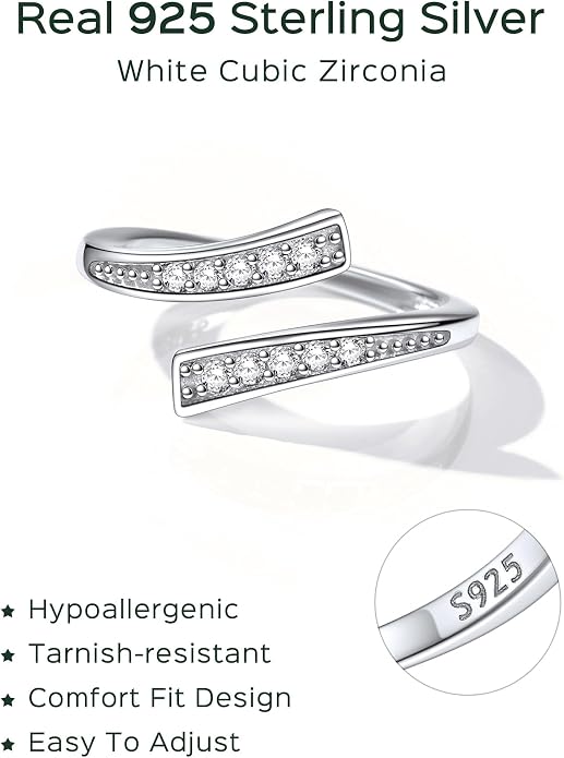 ChicSilver Toe Rings for Women 925 Sterling Silver Toe Ring Hypoallergenic Adjustable Open Rings for Women Summer Jewelry