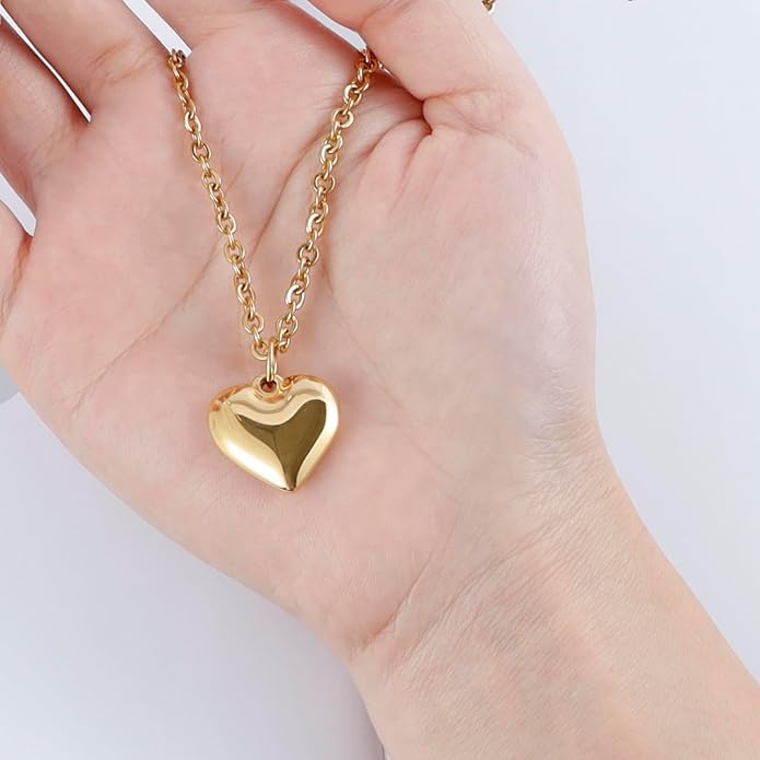 Milakoo Stainless Steel Pendant Necklace for Women Heart Charms Link Chains 23" Length Lobster Clasp