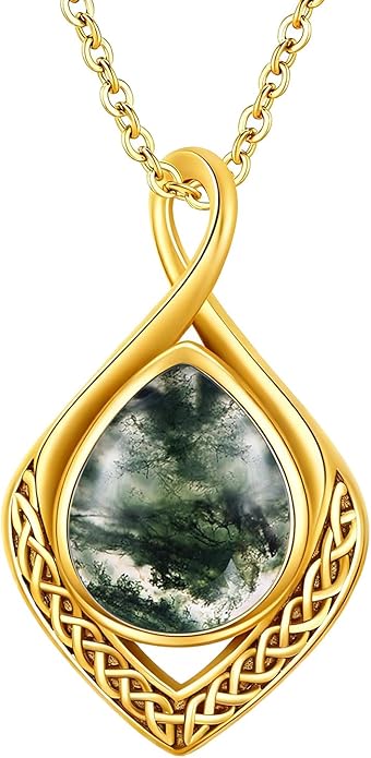 PELOVNY Celtic Knot Necklaces for Women 925 Sterling Silver Gemstone/Birthstone Teardrop Infinity Necklace Irish Celtic Pendant Jewelry Gifts for Mom Daughter Wife