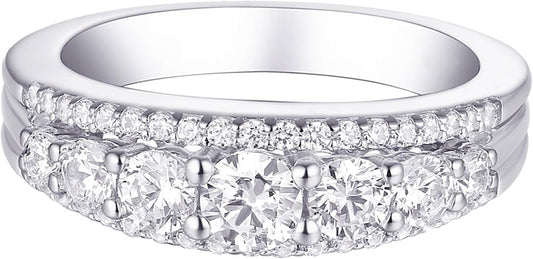 Newshe Jewellery Moissanite Wedding Bands for Women Eternity Ring 925 Sterling Silver Engagement Anniversary Stacking Size