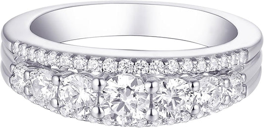 Newshe Jewellery Moissanite Wedding Bands for Women Eternity Ring 925 Sterling Silver Engagement Anniversary Stacking Size