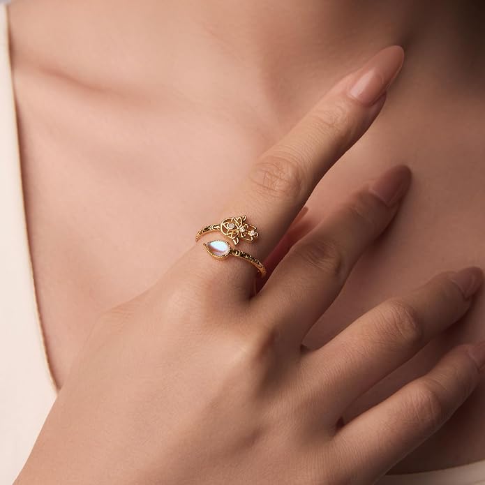 Adjustable Koi Fish Smake Dachshund Kitten Cat Hummingbird leaf Dragon Stackable Rings Lucky Protection Gold Adjustable Animal Themed Fortune Protection Ring Good Luck Statement Jewelry Women Grandma Mom Daughter