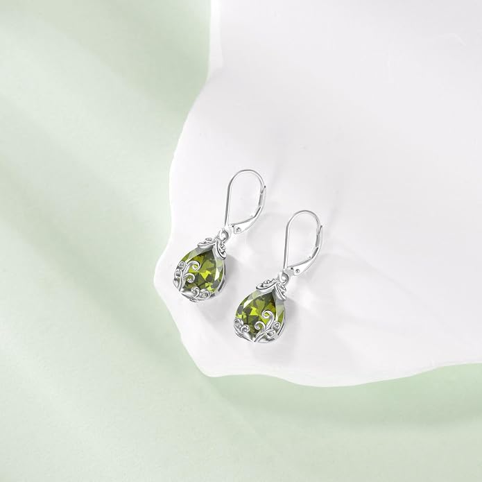 POPLYKE Celtic Filigree Teardrop Drop Dangle Earrings Sterling Silver Leverback Earrings Jewelry for Women