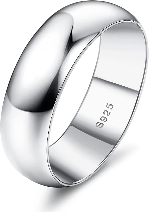 MILACOLATO 925 Sterling Silver Ring for Women Men High Polished Plain Stackable Thumb Rings Tarnish Resistant Wedding Band Ring Comfort Fit Size 4 to 12, 1mm 2mm 3mm 4mm 5mm 6mm