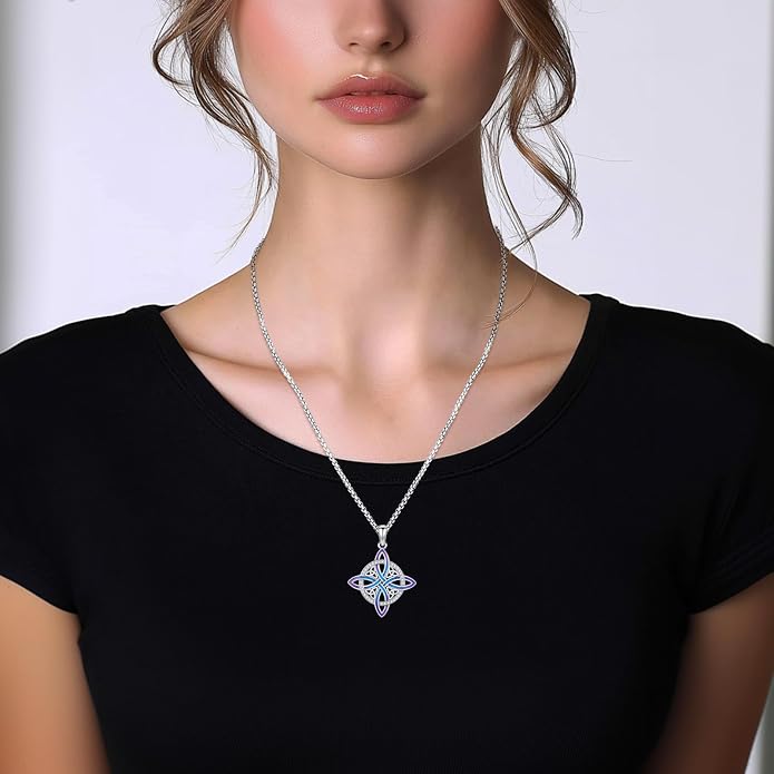 Pentagram/Celtic Knot/Witches Knot/Santa Muerte/Triple Moon Goddess/Baphomet/Hecate Necklace Sterling Silver Magic Wiccan Amulet Pagan Jewelry for Women Men
