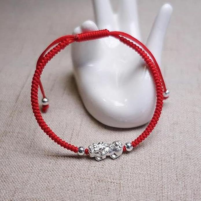 Buddha & Karma Red String Silver Pi Xiu Bracelet - Protection Bracelets for Wealth, Luck & Balance - Adjustable Bracelet That Offers a Meaningful Fit for Anyone Seeking Comfort, Blessings & Harmony