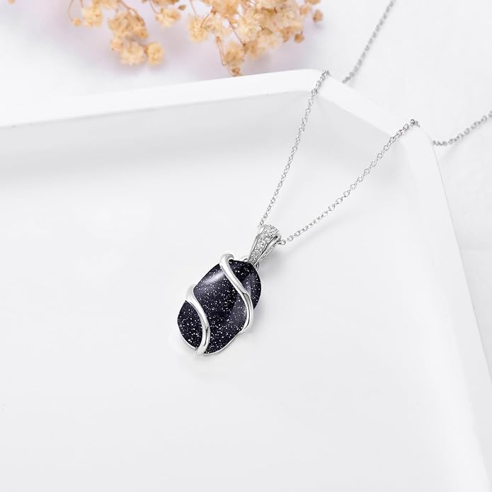 HPQQ Necklace for Women 925 Sterling Silver Dainty Gemstone Pendant Fine Jewelry Birthday Mothers Day Gifts for Mom Wife Her