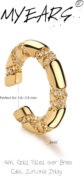 MYEARS Women Ear Cuff Earring Gold Non Pierced Ear Cartilage Clip on Wrap Hoop 14K Gold Filled Tiny Boho Beach Simple Minimalist Delicate Handmade Hypoallergenic Jewelry Gift-Sold as Single/Pair