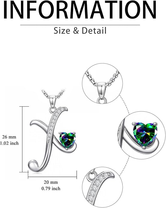 Birthday Gifts for Women Alphabet A to Z Initial Birthstone Pendant Necklaces for Women - 18k White Gold Plated Personalized Name Jewelry Anniversary Graduation Gifts for Wife Her Daughter Girlfriend(with Gift Box)