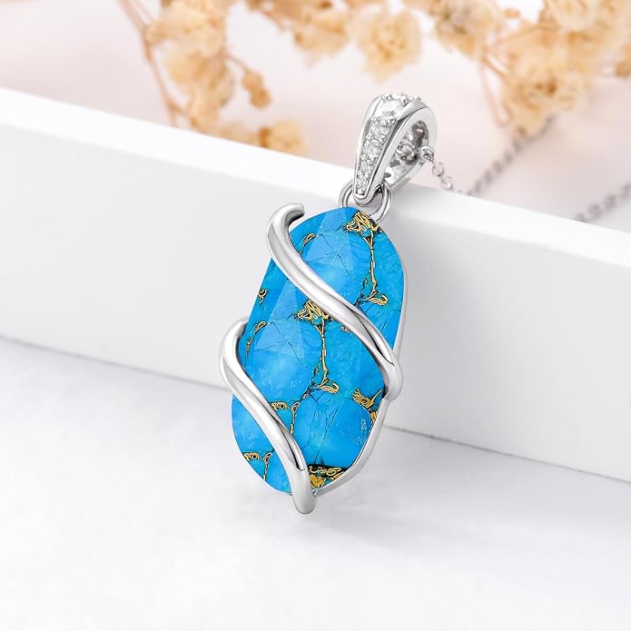 HPQQ Necklace for Women 925 Sterling Silver Dainty Gemstone Pendant Fine Jewelry Birthday Mothers Day Gifts for Mom Wife Her