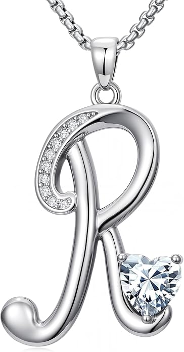 Birthday Gifts for Women Alphabet A to Z Initial Birthstone Pendant Necklaces for Women - 18k White Gold Plated Personalized Name Jewelry Anniversary Graduation Gifts for Wife Her Daughter Girlfriend(with Gift Box)