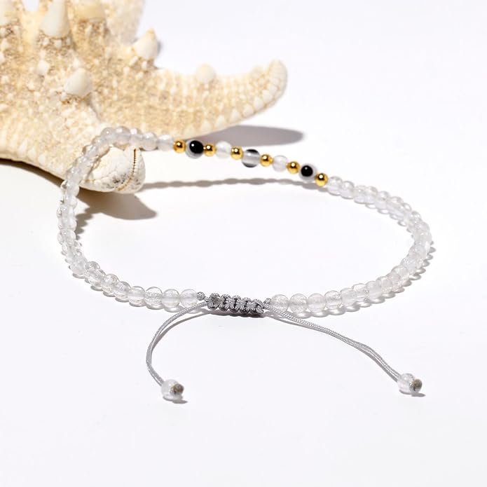 Evil Eye Ankle Bracelets for Women Beads Anklets Beach Accessiory Gemstone Healing Crystal Adjustable