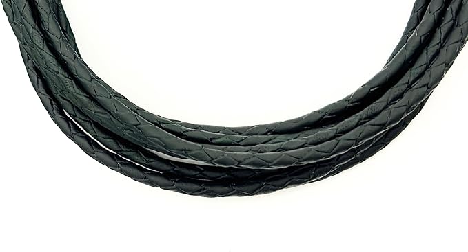 3mm Braided Leather Cord for Jewelry Making, Bracelets, Necklaces & Bolo Ties – Top Grain Leather, Flexible, Durable & Soft