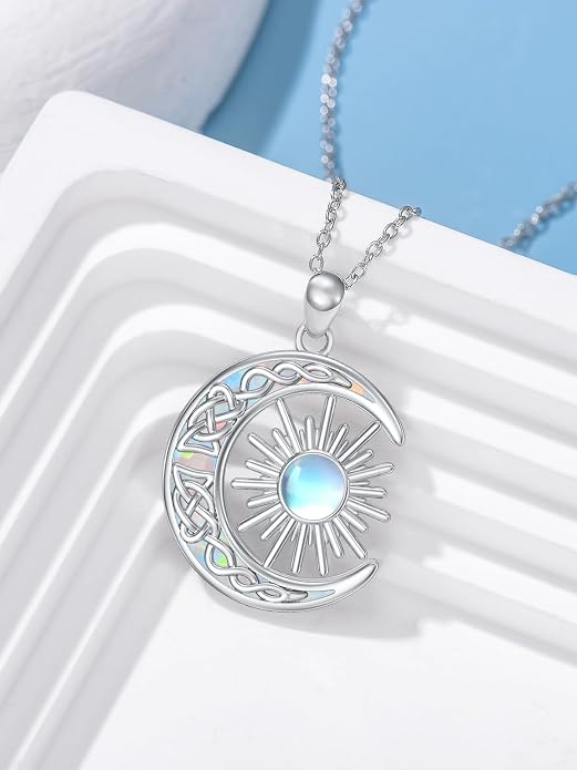 WINNICACA Tree of Life Necklace for Women Sterling Silver Crescent Moon Tree Moonstone Pendant Family Necklace for Mother Daughter Sister Gifts ﻿