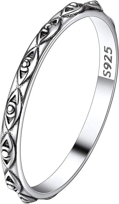 Suplight S925 Sterling Silver Celtic Knot/Evil Eye/Infinity Symbol Band Ring, 2/3/5/8mm Vintage Finger Thumb Ring for Women Size 4-13 (with Gift Box)