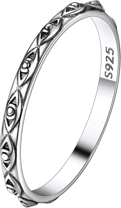 Suplight S925 Sterling Silver Celtic Knot/Evil Eye/Infinity Symbol Band Ring, 2/3/5/8mm Vintage Finger Thumb Ring for Women Size 4-13 (with Gift Box)