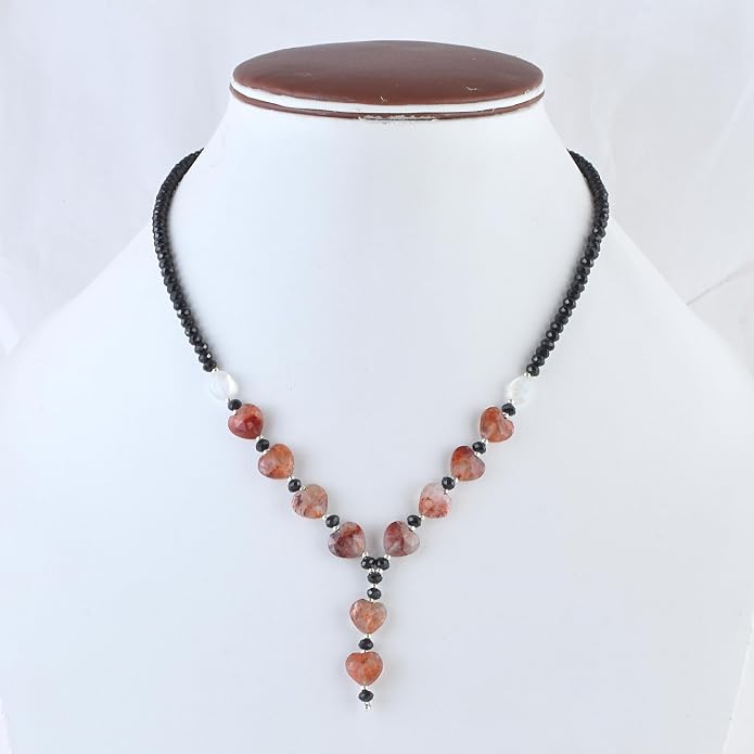 925 Sterling Silver Handmade Gemstone Necklace with Natural Heart-Shaped Beads – Dainty Jewelry for Women