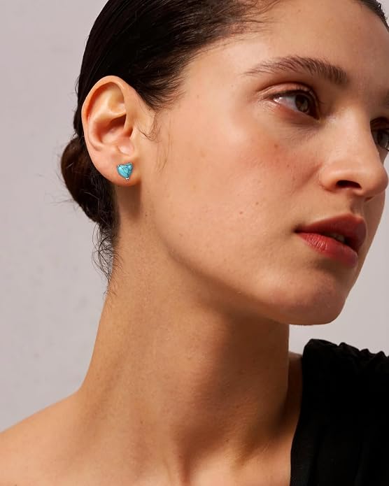 Heart Birthstone Flat Back Stud Earrings, 925 Sterling Silver 18K White Gold Plated, Poke-Free Comfortable Sleep Hypoallergenic Personalized Ear Piercing Jewelry, Mother's Day Birthday Gifts for Women