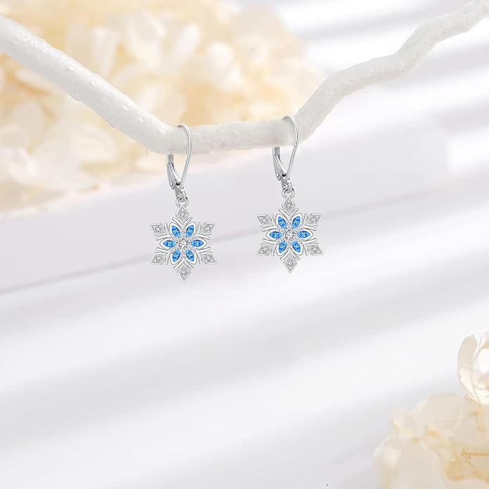Dangle Earrings Sterling Silver Moonstone/Turquoise/CZ/Crystal Earrings for Women Tree of Life Animal Filigree Leverback Earrings Jewelry Gifts