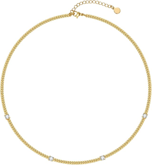 Natural Freshwater Baroque Pearl Necklace 14K Gold Plated Dainty Choker Necklace for Women Girls Snake Chain/Cuban Link/Paperclip/Ball Beaded Chain/Tennis Chain Fashion Jewelry for Gift