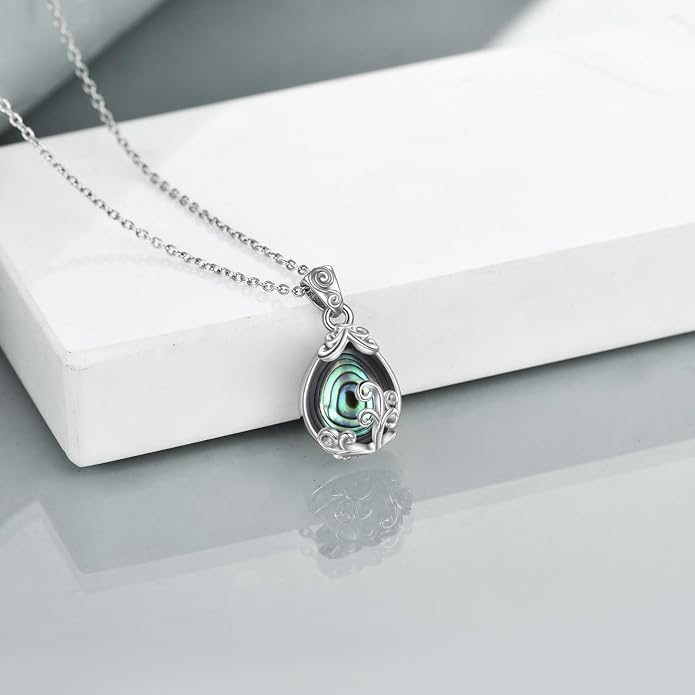 POPLYKE Sterling Silver Gemstone Teardrop Pendant Necklace Crystal Jewelry for Women