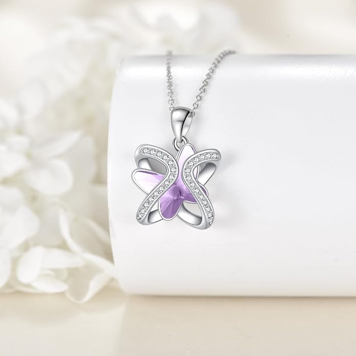 Crystal Necklace 925 Sterling Silver Crystal Pendant Necklace for Women Gift for Women