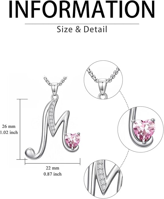 Birthday Gifts for Women Alphabet A to Z Initial Birthstone Pendant Necklaces for Women - 18k White Gold Plated Personalized Name Jewelry Anniversary Graduation Gifts for Wife Her Daughter Girlfriend(with Gift Box)