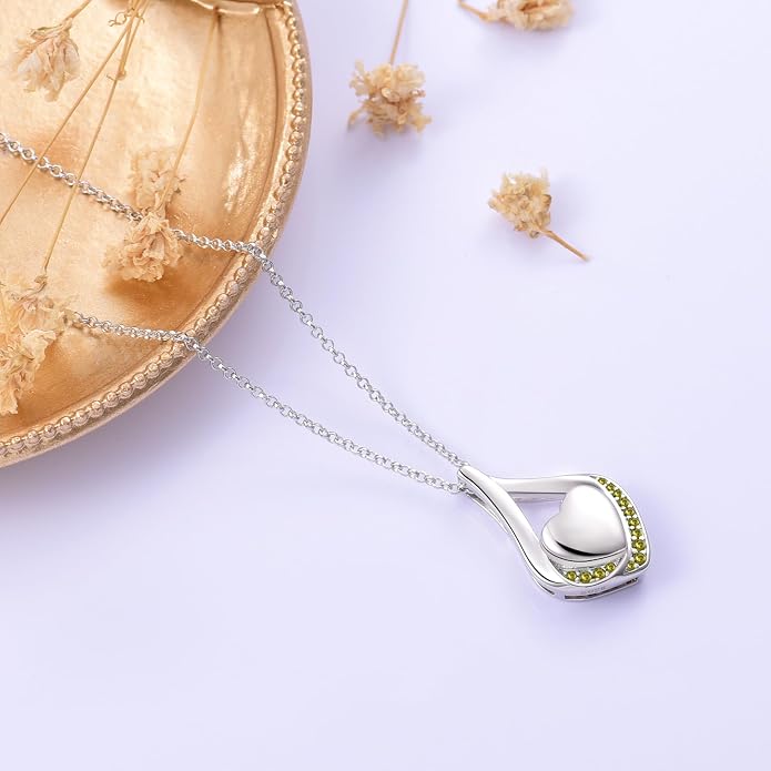 Cremation Jewelry 925 Sterling Silver Teardrop Urn Necklace for Ashes Heart Shape Memorial Keepsake Pendant for Human Ashes for Women Gift
