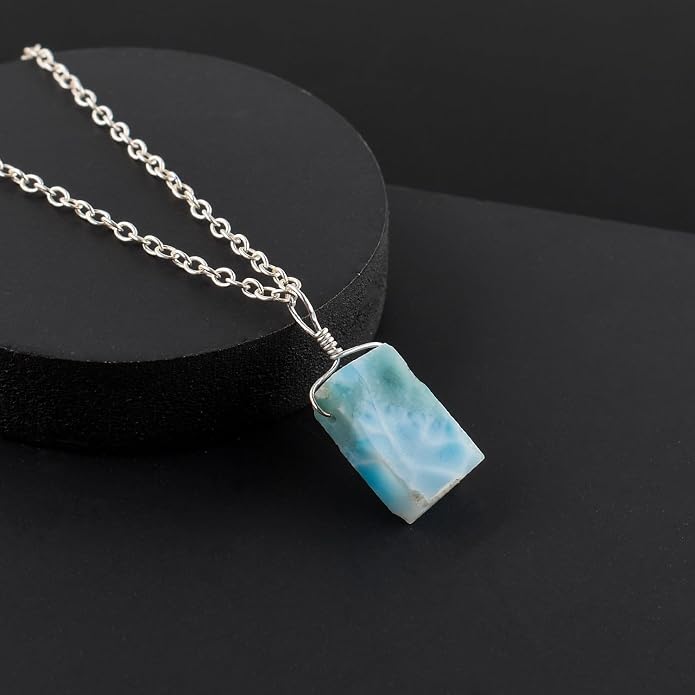 Raw Gemstone Dainty Pendant Necklace for Women, Natural Birthstone Handmade Jewelry, Healing Chakra Crystal, Silver Plated Chain 18" Birthday Gift for Her