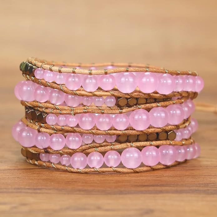 Boho Wrap Bead Bracelet for Women - Handmade Adjustable Natural Stone Beaded Bracelets Yoga Healing Bracelet Bangle Hippie Jewelry