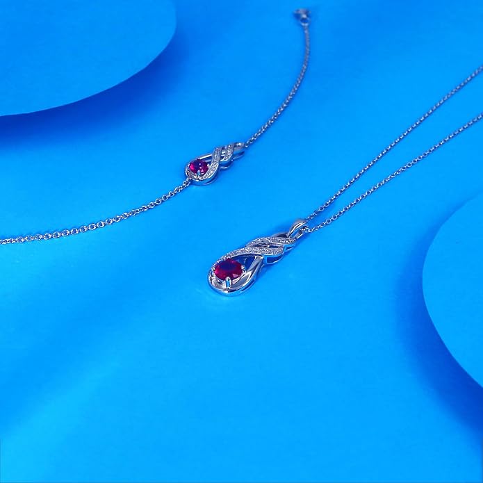 Birthstone Necklaces for Women 925 Sterling Silver Infinity Pendant Created Gemstone Jewelry for Her, 16"+2"