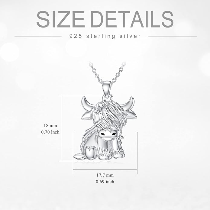 Highland Cow Gifts for Women 925 Sterling Silver Highland Cow Birthstone Necklace Fluffy Cow Jewelry Gifts Birthday Christmas
