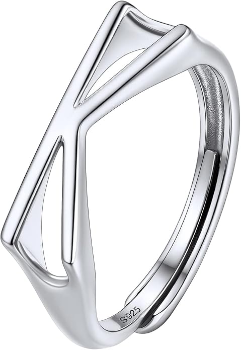 SILVERCUTE 925 Sterling Silver Initial Rings for Women,Adjustable Capital Letter Ring Hypoallergenic,Minimalist 925 Silver Rings for Mother Daughter