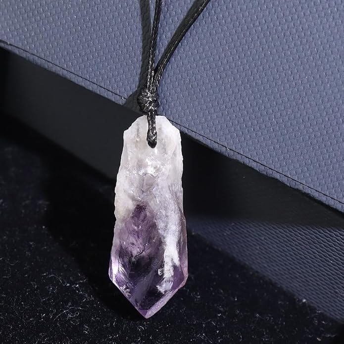 Natural Raw Crystal Necklace for Women Irregular Stone Necklaces Spiritual Gemstone Pendant with Adjustable Rope