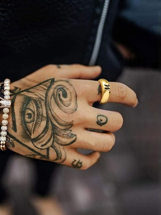 GOLDCHIC JEWELRY Chunky Dome Ring for Women, Stainless Steel Bold Stacking Croissant Statement Ring For Men (Size 7-12, Custom)