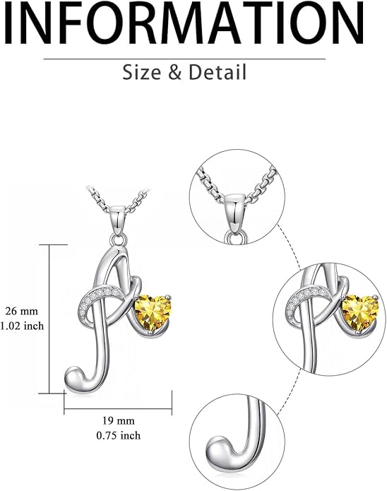Birthday Gifts for Women Alphabet A to Z Initial Birthstone Pendant Necklaces for Women - 18k White Gold Plated Personalized Name Jewelry Anniversary Graduation Gifts for Wife Her Daughter Girlfriend(with Gift Box)