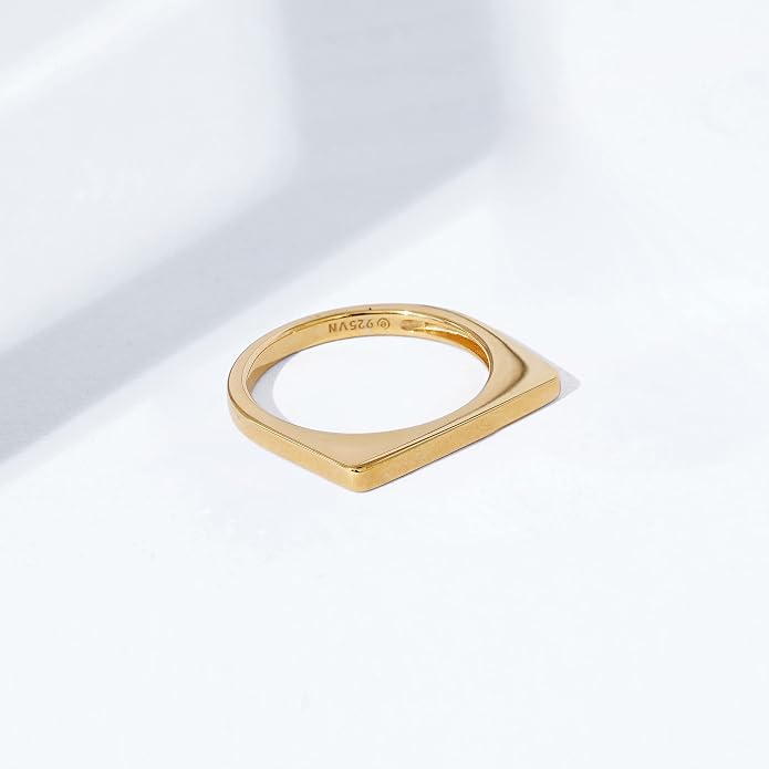 Amazon Essentials 14K Gold Plated Sterling Silver Bar Ring