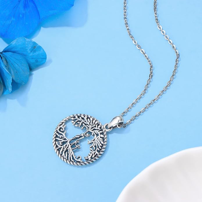 Odinstone Tree of Life Necklace, Sterling Silver Pendant for Women Family Tree Necklaces Jewelry for Mom/Wife/Grandma(With Fine Gift Box)