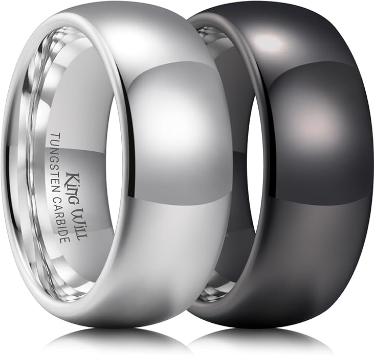 King Will Tungsten Carbide Wedding Band for Men Women Promise Rings for Couples Domed High Polish