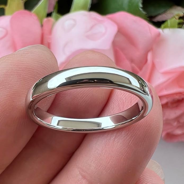 TUTISS 2mm 3mm 4mm 5mm 6mm 7mm 8mm 10mm White Tungsten Rings for Men Women Engagement Wedding Bands Domed Polished Shiny Comfort Fit