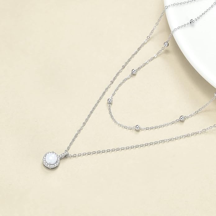 MONGAS Tree of Life/Infinity Cross/Lock and Key/Lotus/Hamsa/Horse/Strawberry/Opal/Lariat/Dragonfly/Heart/Violin Layered Necklace Sterling Silver for Women