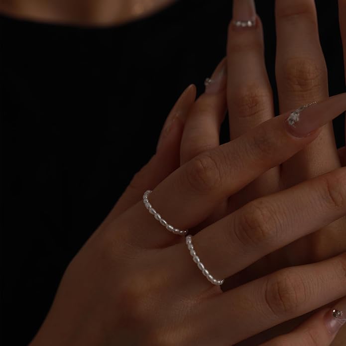 14K Gold Filled ring, dainty stackable handpicked premium 1.8-2mm cultured freshwater pearl ring women's