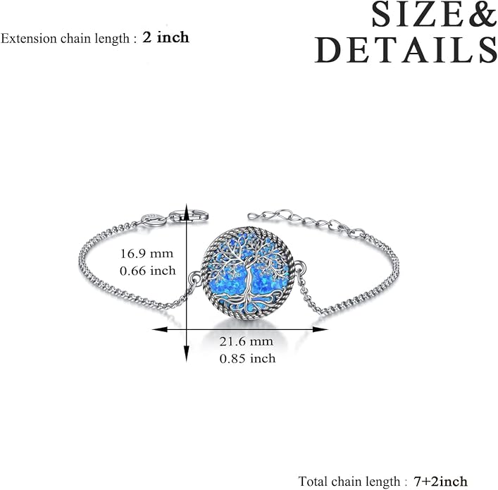 ONEFINITY Tree of Life Bracelet Sterling Silver Abalone Shell/Blue Opal/Turquoise/Malachite Tree of Life Jewelry Gifts for Women