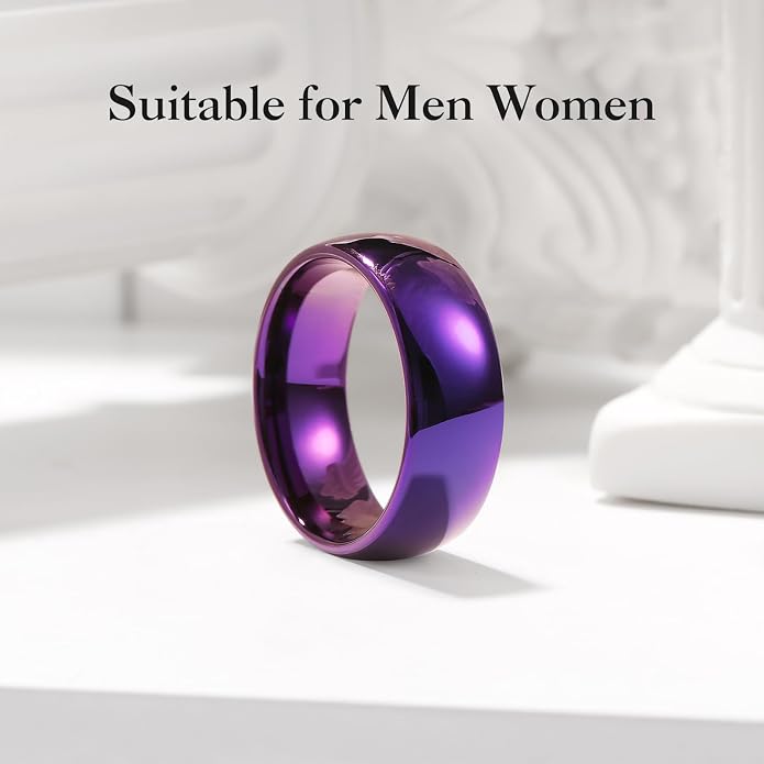 King Will Men's Women's Tungsten Carbide Ring 24k Gold Plated Rose Gold Plated Domed Polished Finish Wedding Band