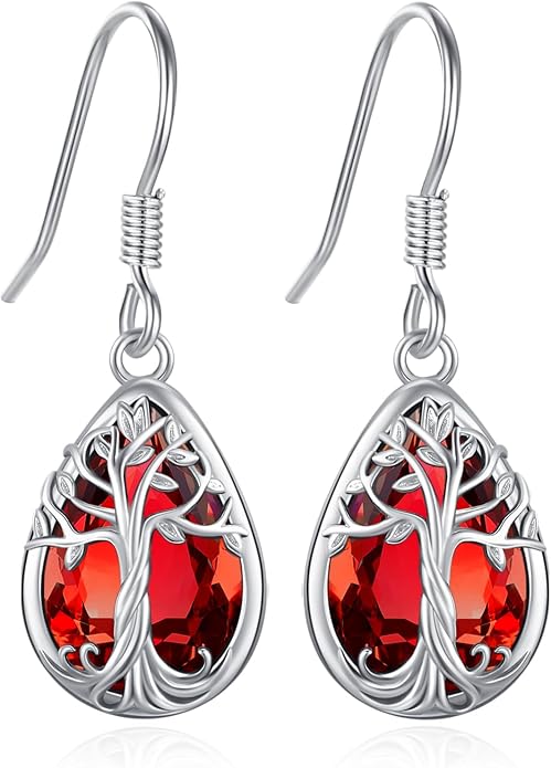 Eusense Sterling Silver Dangle Earrings for Women Tree of Life Animals Moonstone Turquoise Leverback Earrings Jewelry Gifts