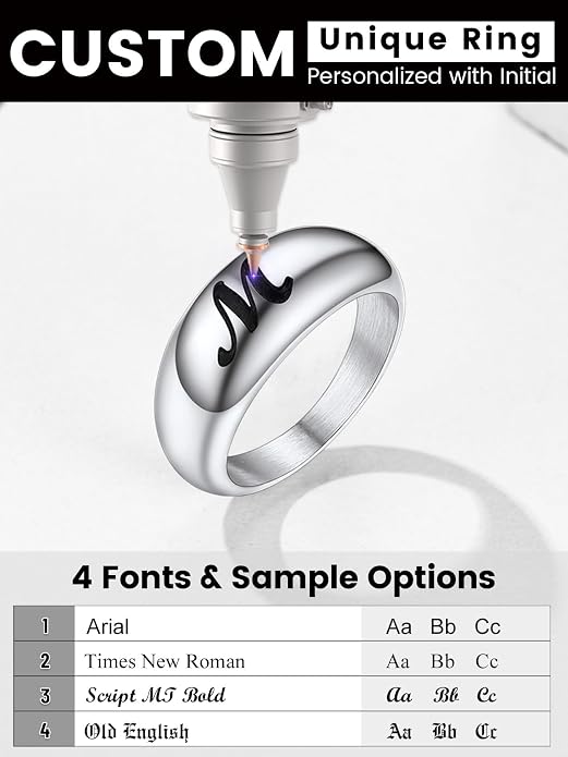 GOLDCHIC JEWELRY Chunky Dome Ring for Women, Stainless Steel Bold Stacking Croissant Statement Ring For Men (Size 7-12, Custom)
