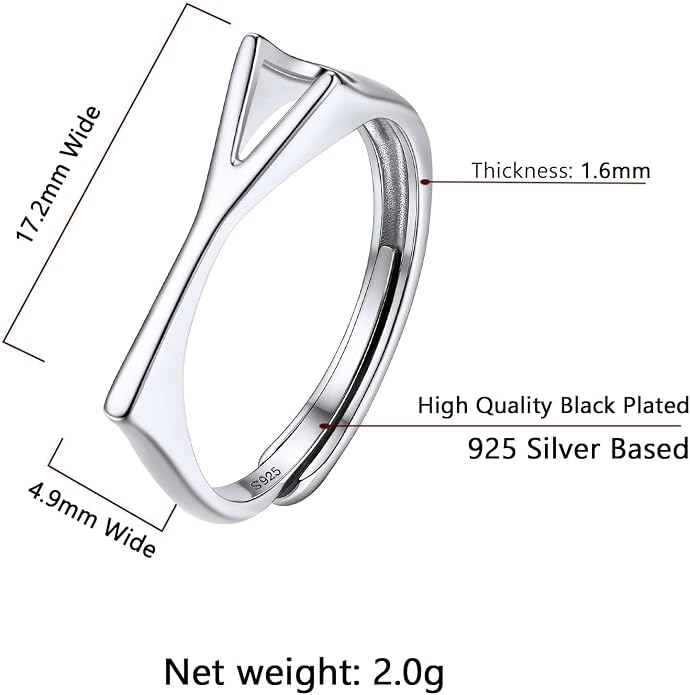 SILVERCUTE 925 Sterling Silver Initial Rings for Women,Adjustable Capital Letter Ring Hypoallergenic,Minimalist 925 Silver Rings for Mother Daughter