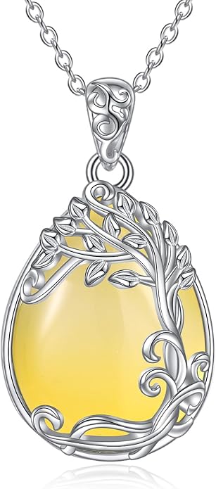 YAFEINI 925 Sterling Silver Moonstone Necklace Filigree Teardrop Pendant Necklace Jewelry for Women Girls