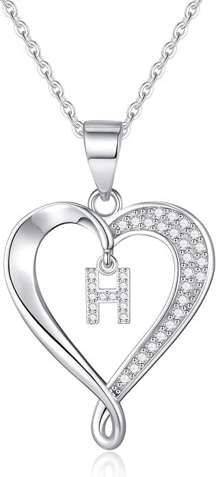 Infinity Heart Necklaces for Women, S925 Sterling Silver Initial Necklace Womens Jewelry Mothers Day Gifts Girls Valentines Gifts for Her Christmas Birthday Gifts for Women Mom Wife Girlfriend