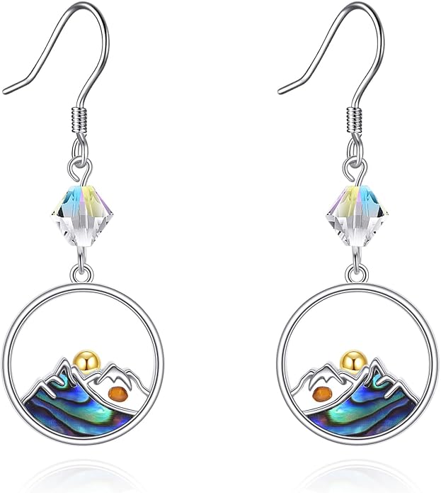 AOBOCO Mustard Seed Earrings for Women Sterling Silver Mountain Cross Earrings Dangle Christian Religion Jewelry Mothers Day Birthday for Mom Wife Friends